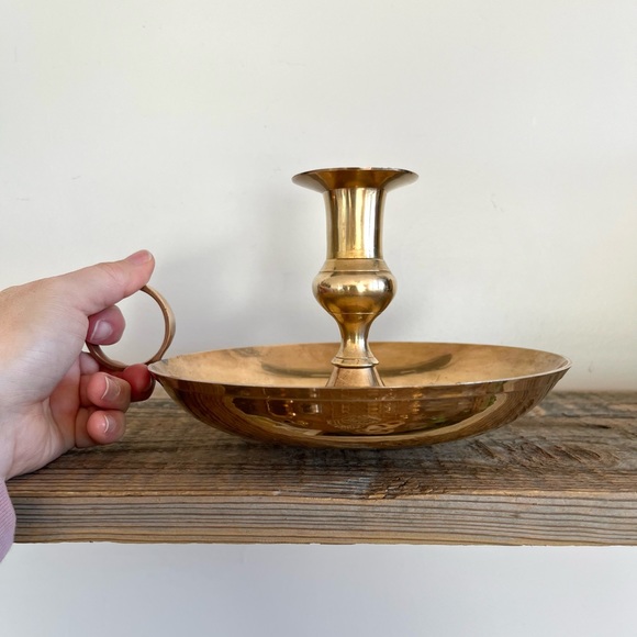 Other - Brass chamber candlestick VERY LARGE finger hold vintage